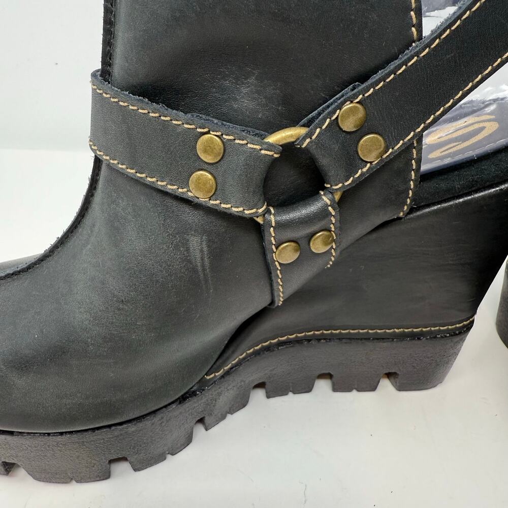 Sbicca Rayanne Wedge Ankle Booties Women's 9M Black Sandals Luxury EUC - Picture 14 of 16